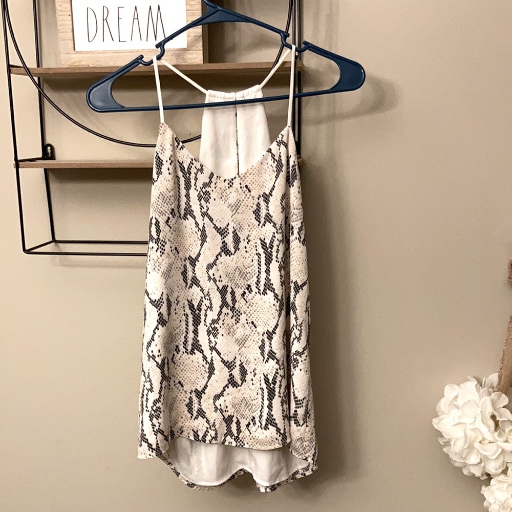 Pink white and grey snake print tank top from Express